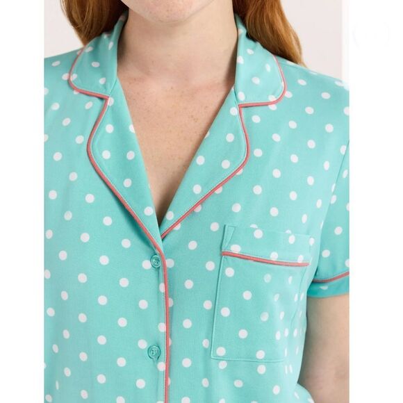 Dreamy Soft Short Sleeve Knit Notch Collar Top & Shorts Pajama 2-Pc Set Size S - Picture 8 of 9